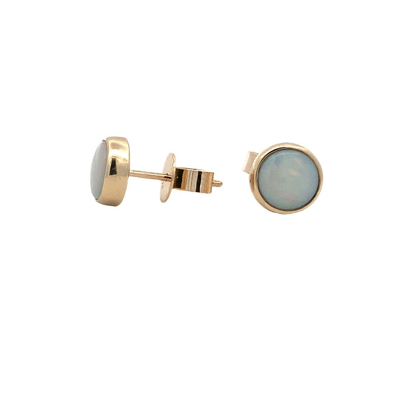 Parrys Jewellers 9ct Yellow Gold 6.5mm Rnd Coober Pedy Solid Opal Studs