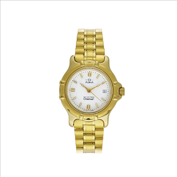 Adina Ladies 100M Oceaner Gold Plate White Index Dial - CM56 G1XB