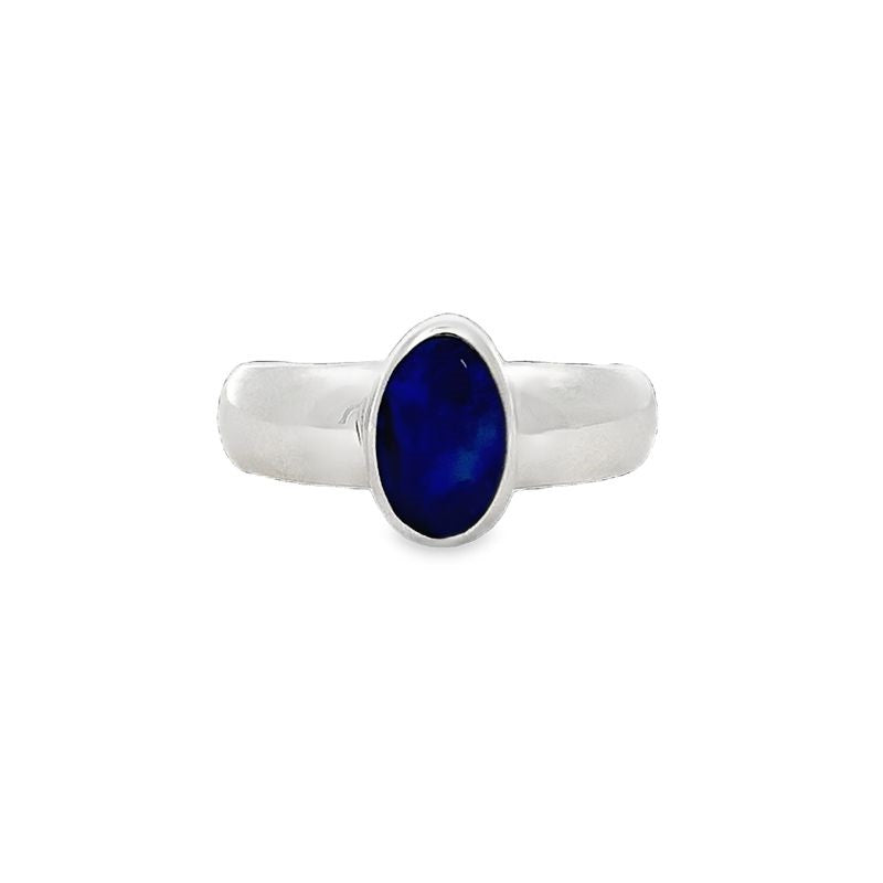 Parrys Jewellers Sterling Silver Lightning Ridge Solid Opal Ring