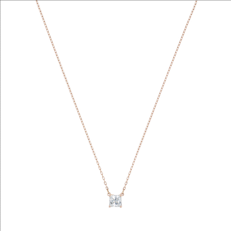 Swarovski Stilla Attract necklace Square cut, White, Rose gold-tone plated 5510698