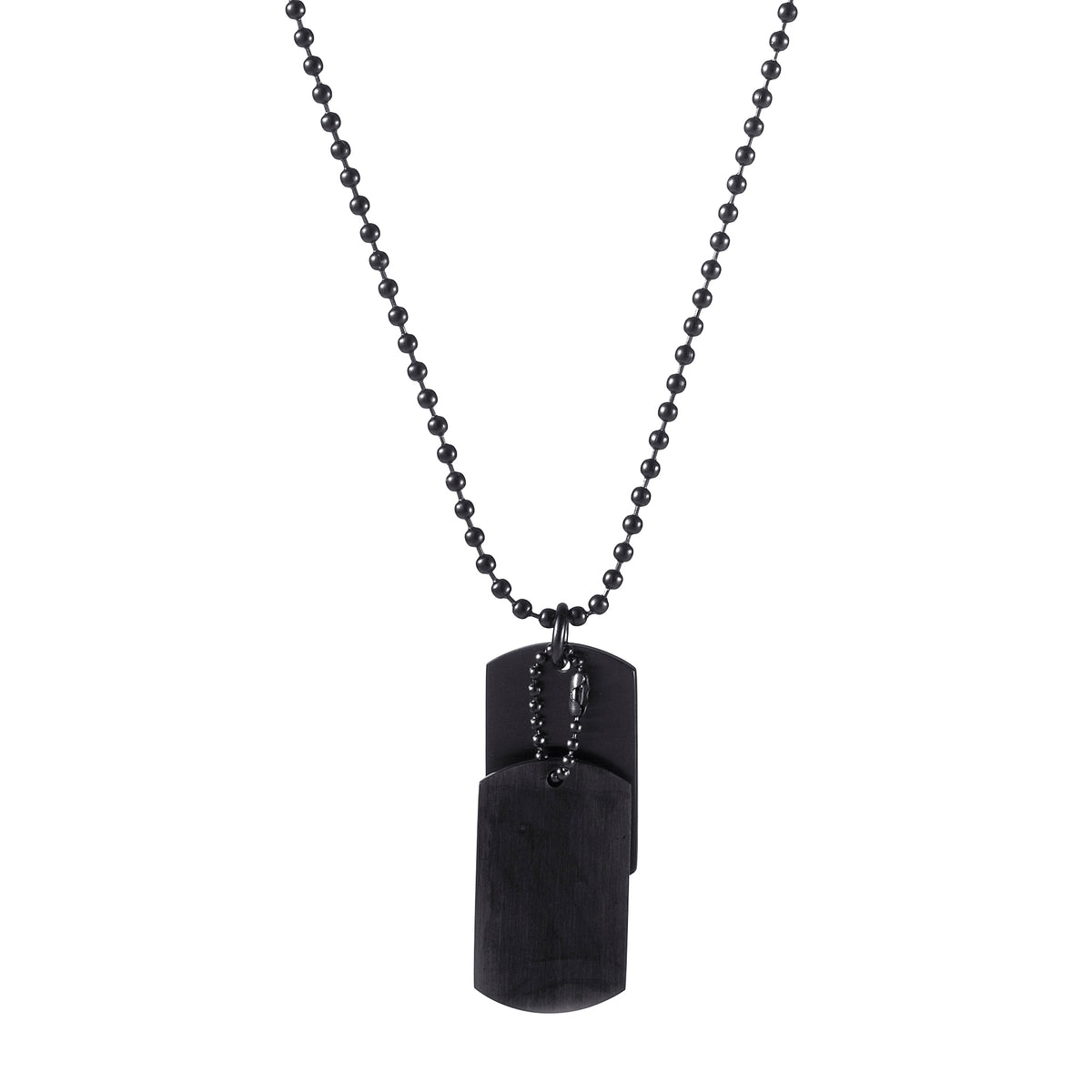 Cudworth IP Black Stainless Steel Double Dog Tags on IP Black Ball Chain