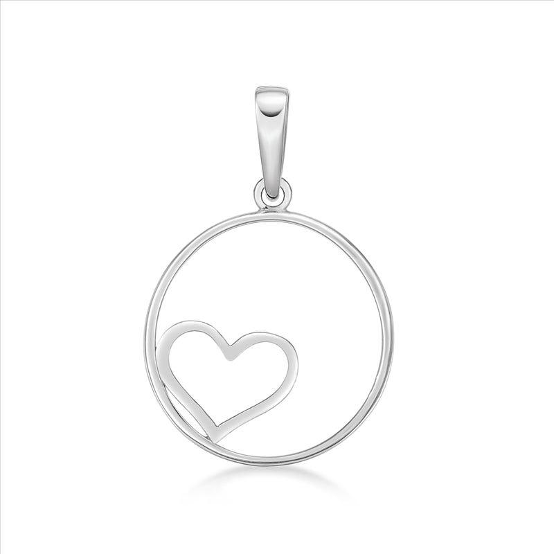 Parrys Jewellers Sterling Silver Heart In Circle Pendant