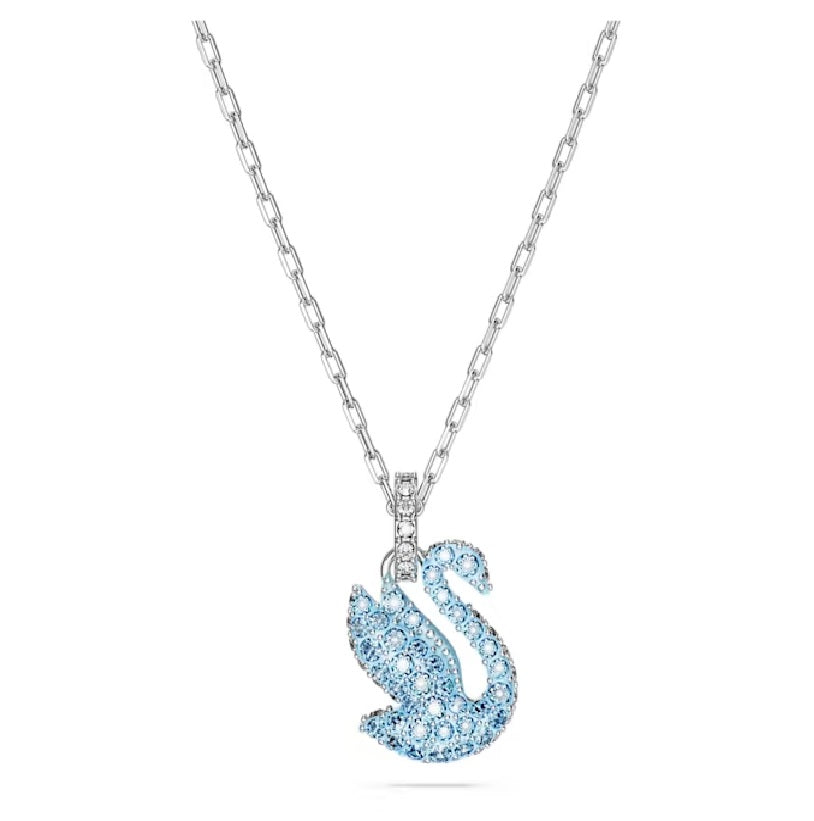 Swarovski Iconic Swan pendant Swan, Small, Blue, Rhodium plated 5680422