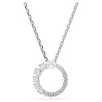 Swarovski Matrix Pendant Crystal Pearl, Round Cut, White, Rhodium Plated 5688751