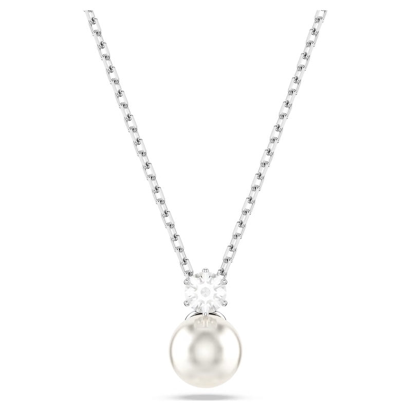 Swarovski Matrix Pendant Crystal Pearl, Round Cut, White, Rhodium Plated 5693897