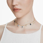 Swarovski Symbolica Choker Moon, Infinity, Clover, Evil Eye And Horseshoe, Blue, Gold-Tone Plated 5692164