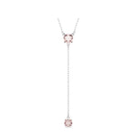 Swarovski Attract Y necklace Round cut, Pink, Rhodium plated 5723570