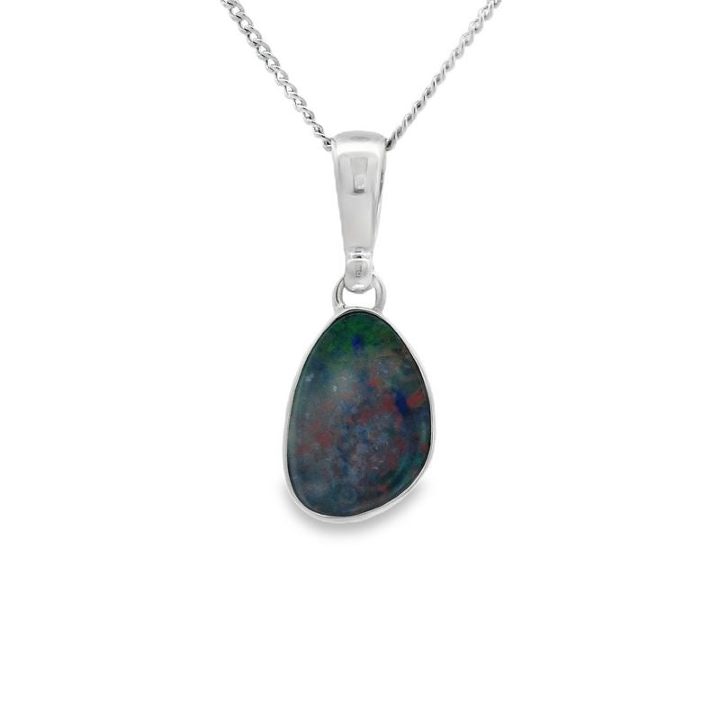 Parrys Jewellers Sterling Silver Coober Pedy Opal Doublet Pendant