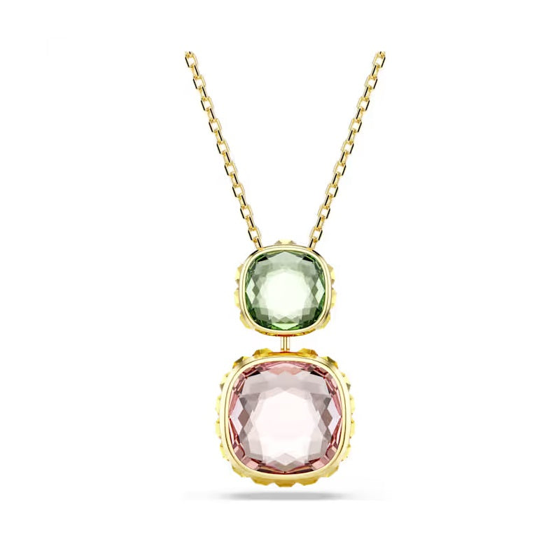 Swarovski Chroma pendant Cushion cut, Multicoloured, Gold-tone plated 5692496