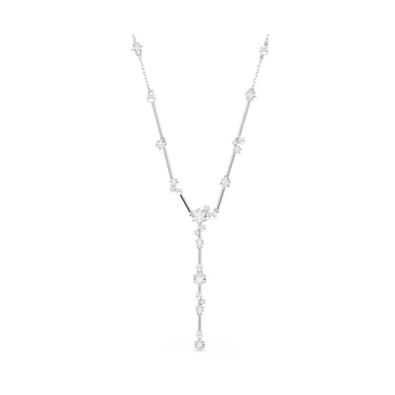 Swarovski Constella Y necklace Crystal pearl, Round cuts, White, Rhodium plated 5711830