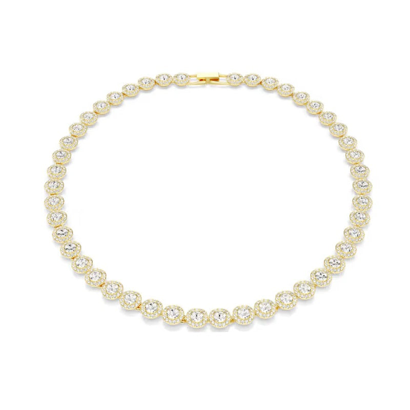 Swarovski Una Angelic Tennis necklace Round cut, White, Gold-tone plated 5720505