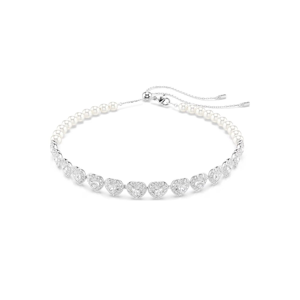 Swarovski Ariana Grande x Swarovski Tennis choker Mixed cuts, Heart, White, Rhodium plated 5720861