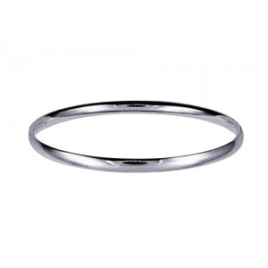 Sterling Silver 4mm Plain Solid Comfort Fit Bangle