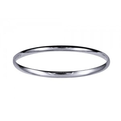 Parrys Jewellers Silver 4mm Plain Solid Comfort Fit Bangle 60mm