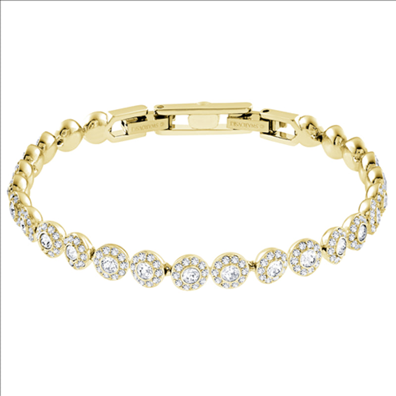 Swarovski Una Angelic Tennis bracelet Round cut, Pavé, Medium, White, Gold-tone plated 5505469