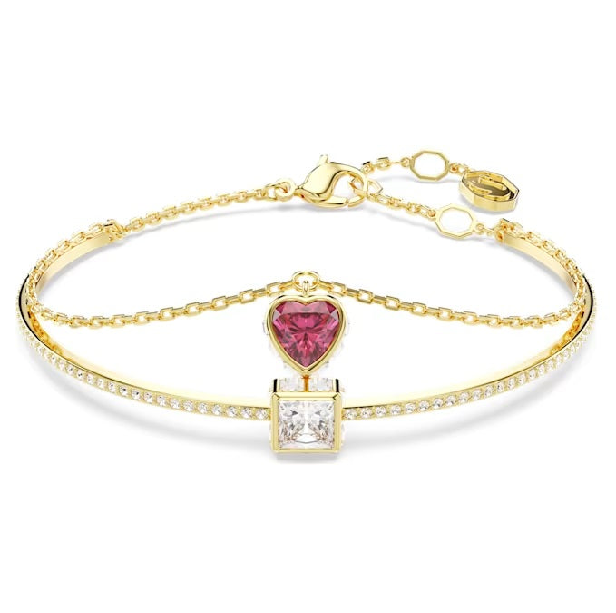 Swarovski Chroma bangle Heart, Red, Gold-tone plated 5683835