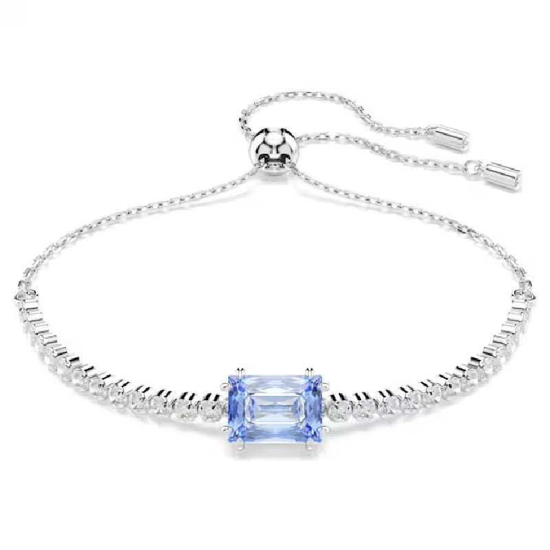 Swarovski Matrix Tennis Bracelet Mixed cuts, Blue, Rhodium plated 5693412