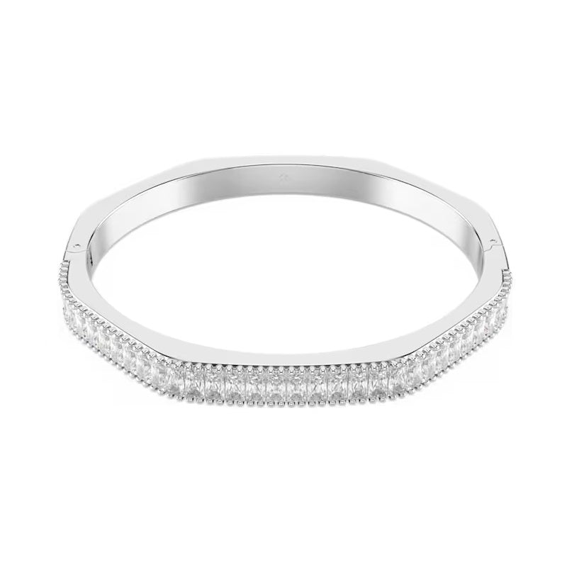 Swarovski Matrix bangle Baguette cut, White, Rhodium plated 5720621