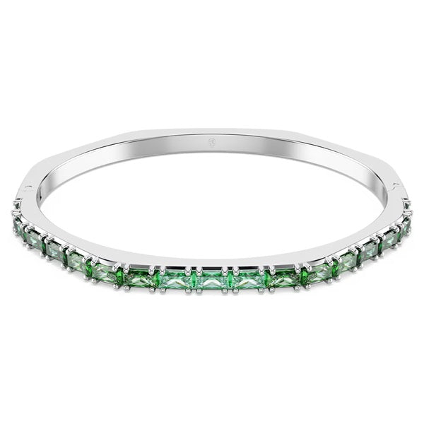 Swarovski Matrix Bangle Baguette Cut, Green, Rhodium Plated 5705785