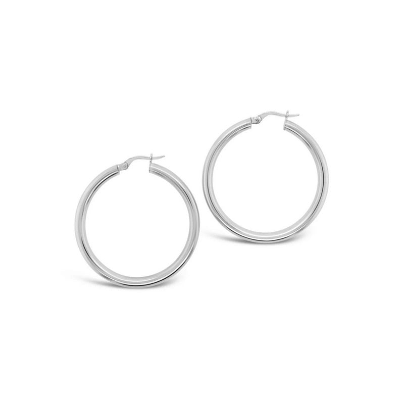 Parrys Jewellers Stirling Silver Italian Plain HoopEarrings 024-00048