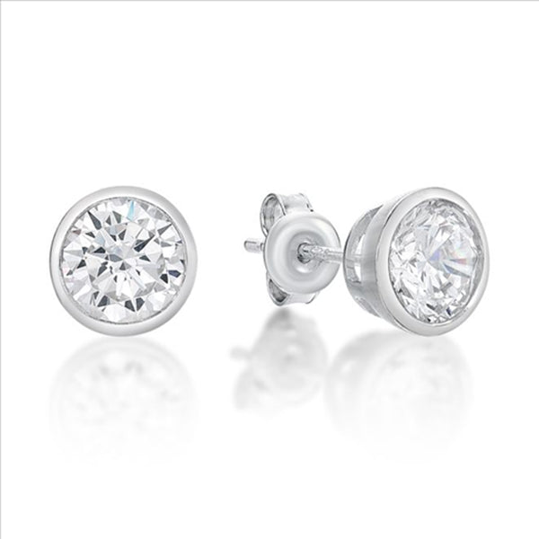 Parrys Jewellers Sterling Silver 4mm Cubic Zirconia Round Bezel Set Studs