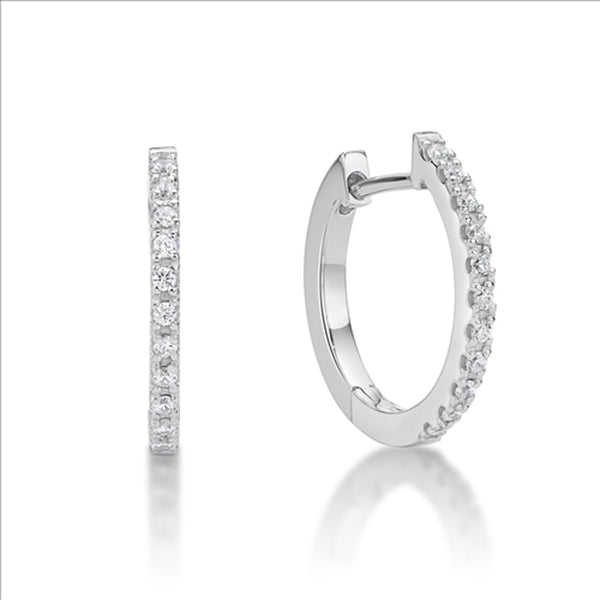 Parrys Jewellers Sterling Silver Cubic Zirconia 14mm I.D. Huggie Earrings