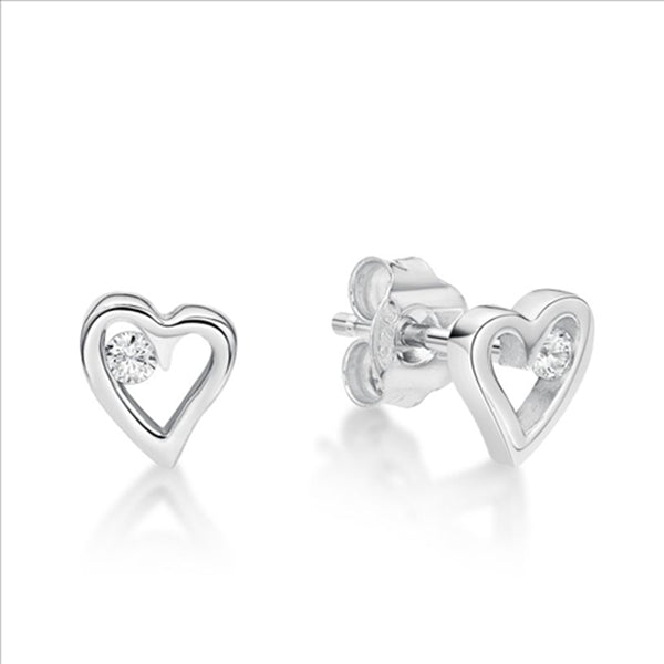 Parrys Jewellers Sterling Silver Small Heart CZ Earrings