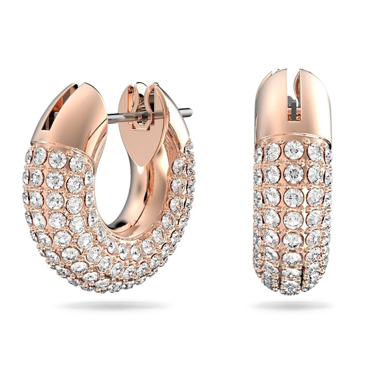 Swarovski Dextera Hoop Earrings Pavé, White, Rose-Gold Tone Plated 5636531