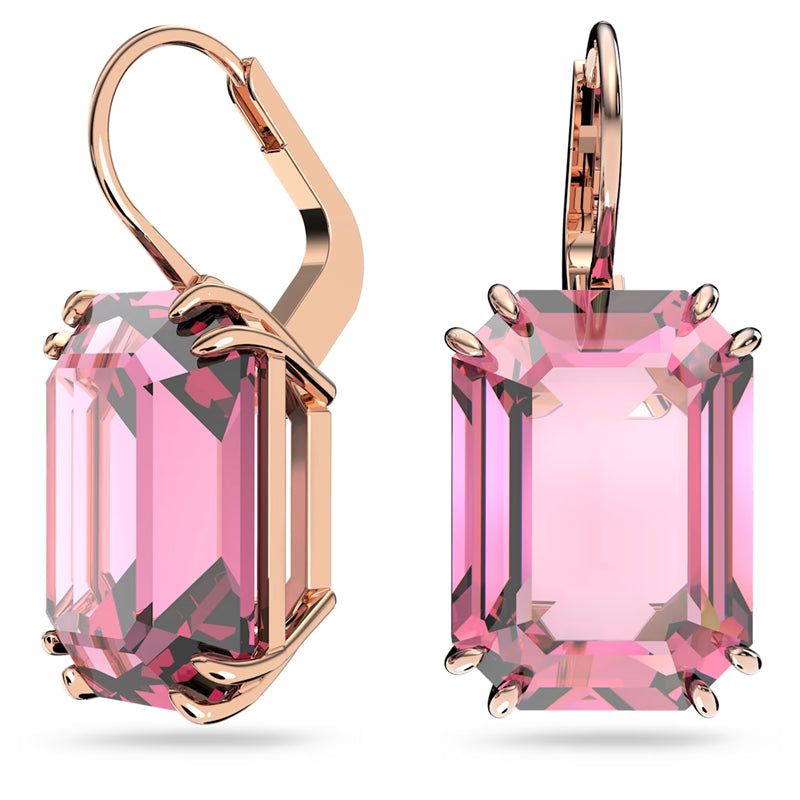 Swarovski Millenia Drop Earrings Octagon Cut, Pink, Rose Gold-Tone Plated 5619502