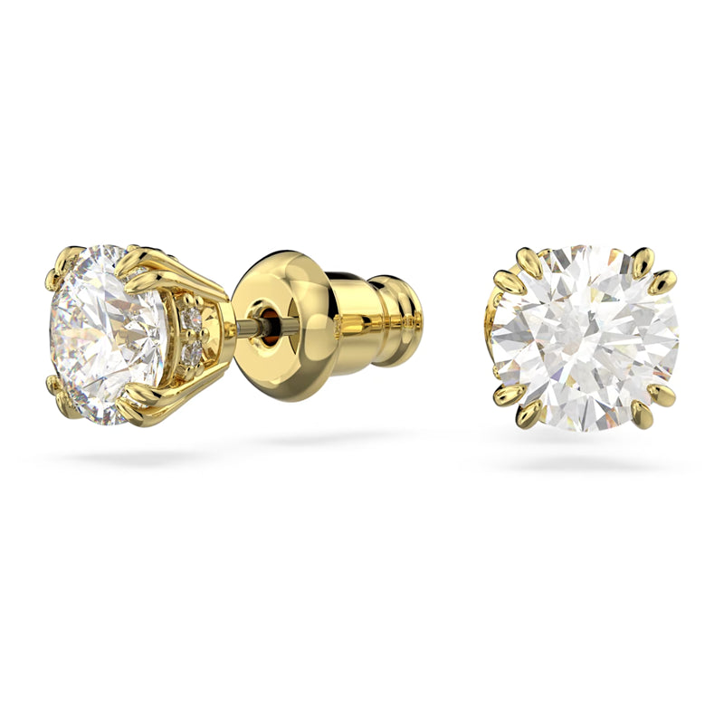 Swarovski Constella Stud Earrings Round cut, White, Gold-tone plated 5642595