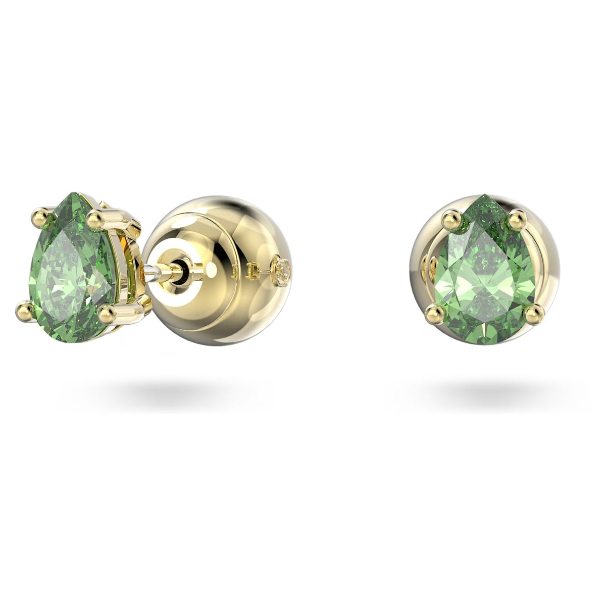 Swarovski Stilla Stud Earrings Pear Cut, Green, Gold-Tone Plated 5639120