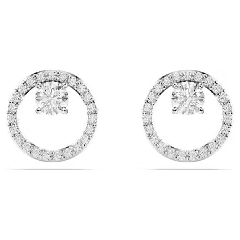 Swarovski Constella stud earrings Round cut, White, Rhodium plated 5692262