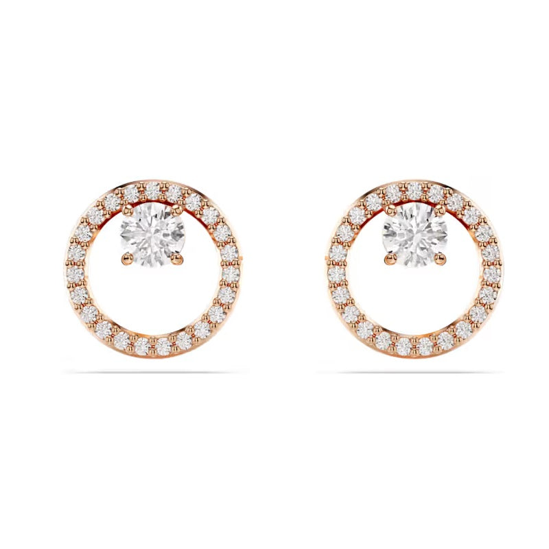 Swarovski Constella stud earrings Round cut, White, Rose gold-tone plated 5692263