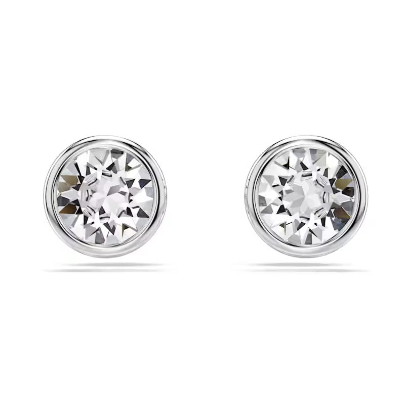 Swarovski Imber stud earrings Round cut, White, Rhodium plated 5696073