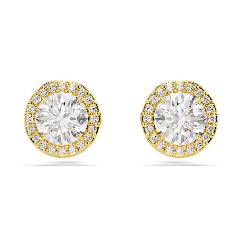 Swarovski Una stud earrings Round cut, Gold tone, Gold-tone plated 5686637