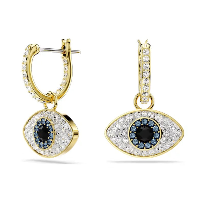 Swarovski Symbolica drop earrings Evil eye, Blue, Gold-tone plated 5692163