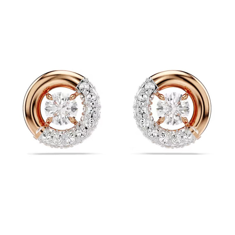 Swarovski Dextera stud earrings Round cut, White, Rose gold-tone plated 5692258