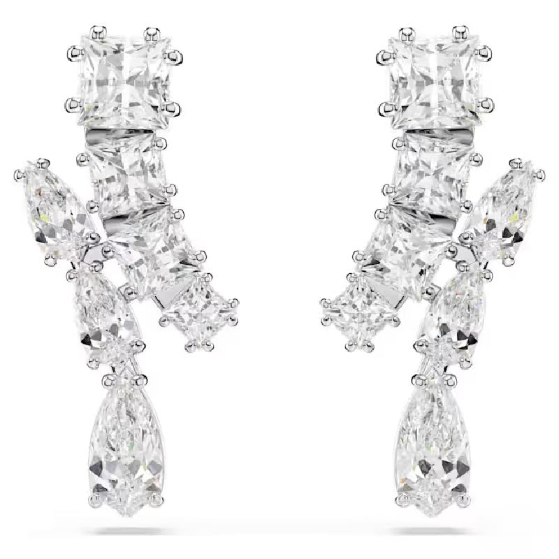 Swarovski Matrix Drop Earring Mixed cuts, White, Rhodium plated 5700418