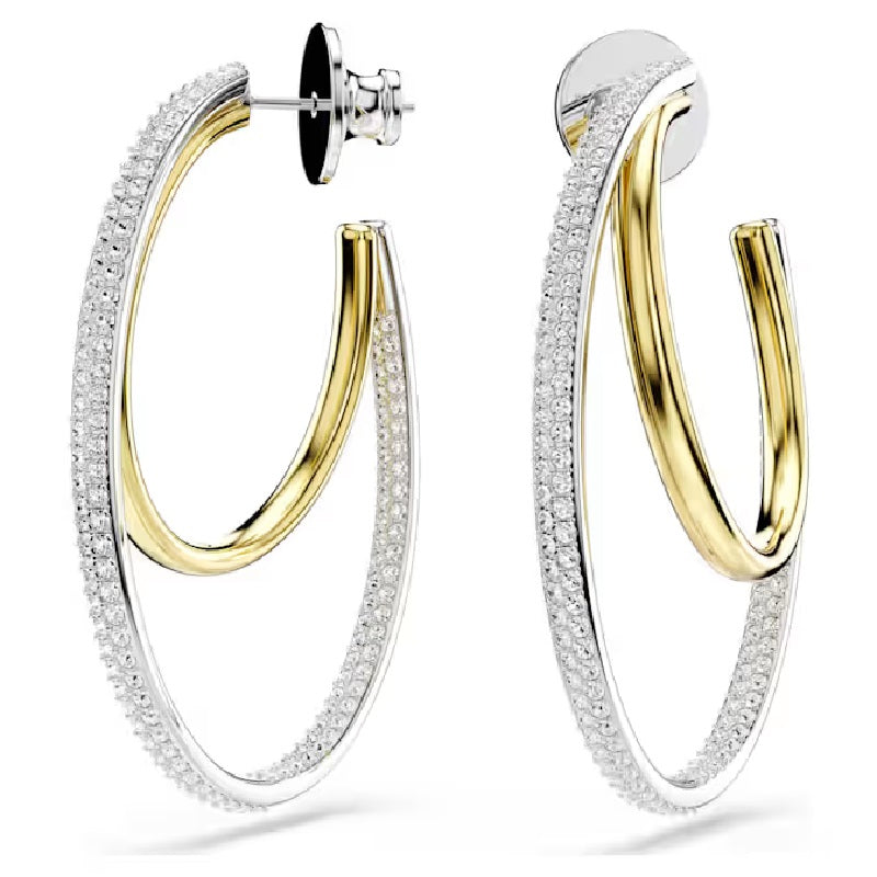 Swarovski Hyperbola Hoop Earrings Round cut, Medium, White, Mixed metal finish 5702400