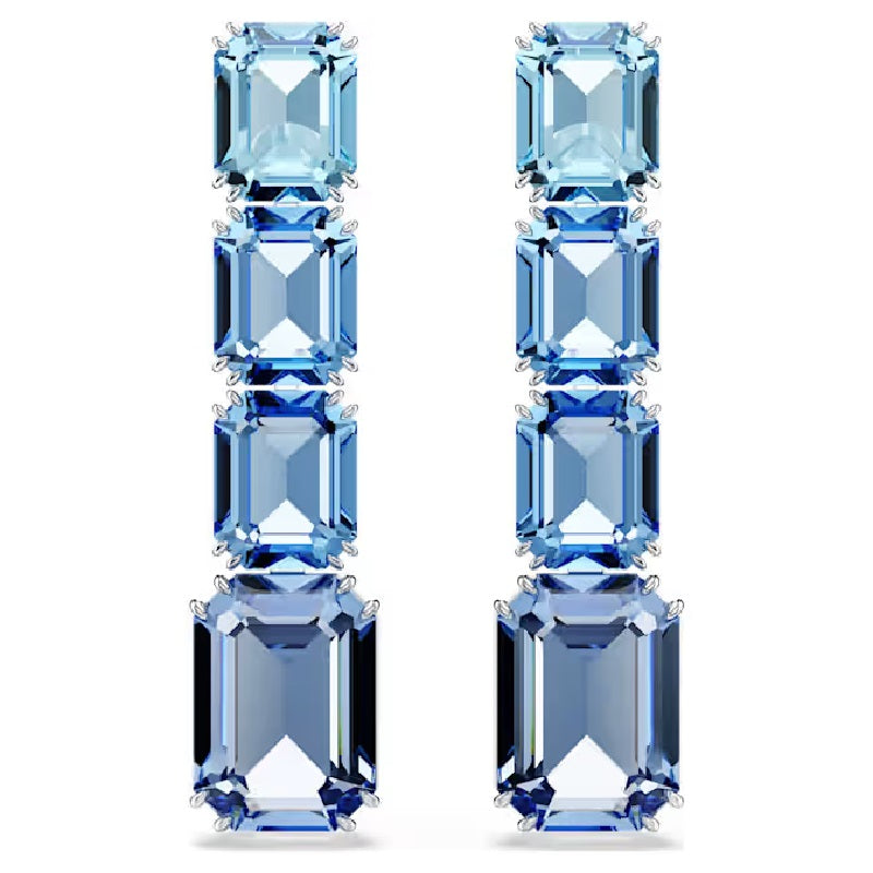 Swarovski Millenia drop earrings Octagon cut, Colour gradient, Blue, Rhodium plated 5696516