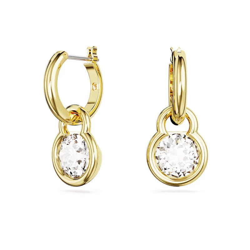 Swarovski Imber drop earrings Round cut, White, Gold-tone plated 5666023