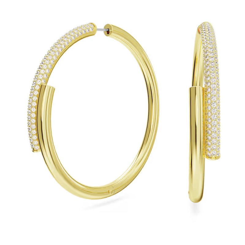 Swarovski Dextera hoop earrings White, Gold-tone plated 5671808